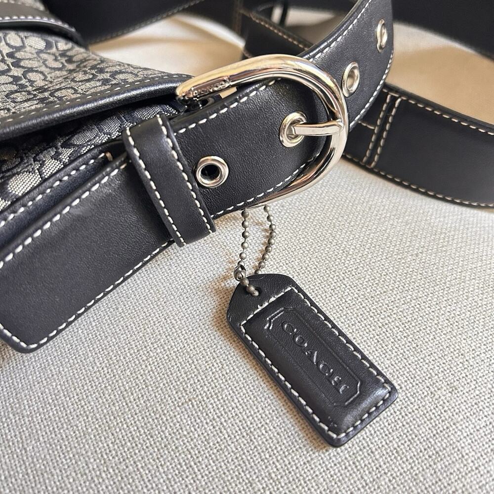 Y2K VTG Coach Black Signature Soho Jacquard Flap Purse Shoulder Bag F3K-6376 - Picture 10 of 12